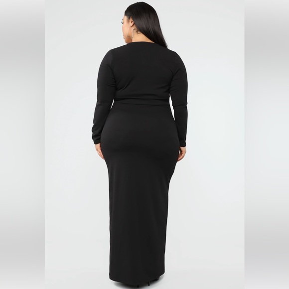 Fashion Nova Women Curve “Love Me Unconditionally” Black Maxi Long Sleeve Dress - Picture 3 of 4